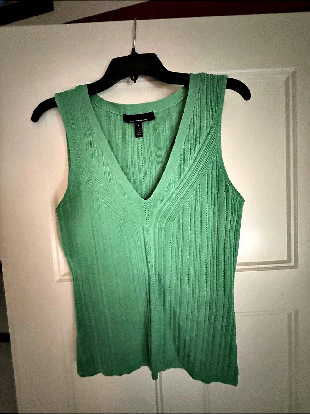 White House Black Market Green V-Neck Tank Top